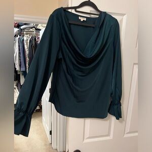 Green satin Blouse perfect for the holidays!